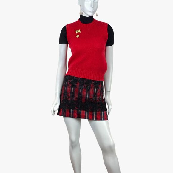 VTG Womens Red 100% Shetland Wool Vest Spun In Scotland Classic Preppy Academia - Picture 3 of 5